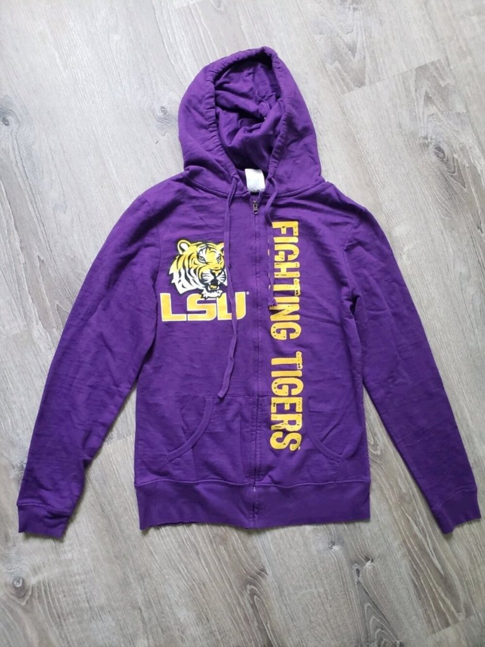 LSU Fighting Tigers Juniors M Hoodie Sweatshirt Full Zip Purple Lightweight